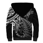 New Zealand Lizard Sherpa Hoodie Silver Fern Aotearoa Maori
