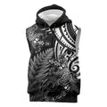 New Zealand Lizard Sleeveless Hoodie Silver Fern Aotearoa Maori - Aussie Hoodie