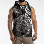 New Zealand Lizard Sleeveless Hoodie Silver Fern Aotearoa Maori - Aussie Hoodie