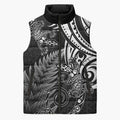 New Zealand Lizard Sleeveless Puffer Jacket Silver Fern Aotearoa Maori - Aussie Hoodie