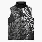 New Zealand Lizard Sleeveless Puffer Jacket Silver Fern Aotearoa Maori - Aussie Hoodie