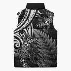 New Zealand Lizard Sleeveless Puffer Jacket Silver Fern Aotearoa Maori - Aussie Hoodie