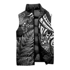 New Zealand Lizard Sleeveless Puffer Jacket Silver Fern Aotearoa Maori - Aussie Hoodie