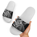 New Zealand Lizard Slide Sandals Silver Fern Aotearoa Maori - Aussie Hoodie