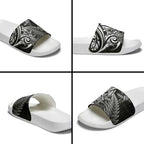 New Zealand Lizard Slide Sandals Silver Fern Aotearoa Maori - Aussie Hoodie