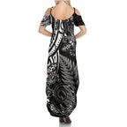 New Zealand Lizard Summer Maxi Dress Silver Fern Aotearoa Maori