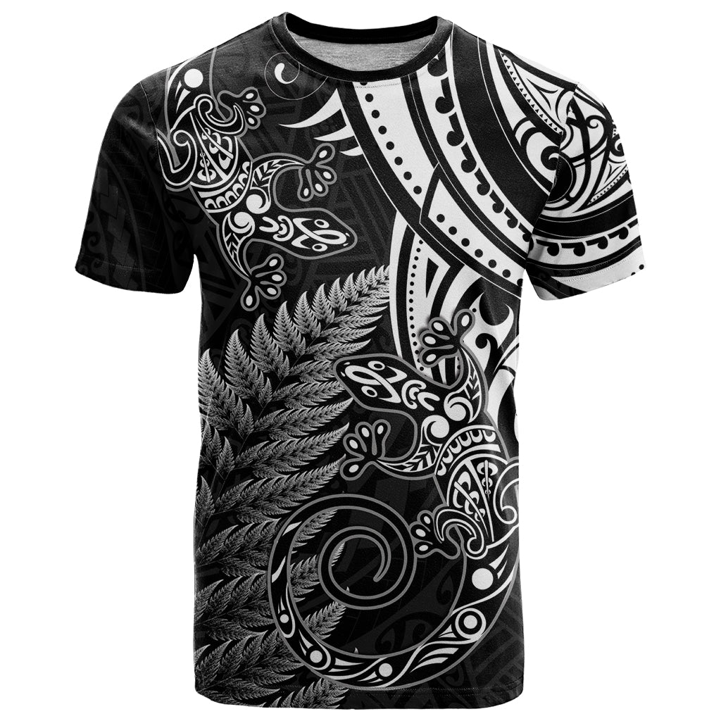 New Zealand Lizard T Shirt Silver Fern Aotearoa Maori