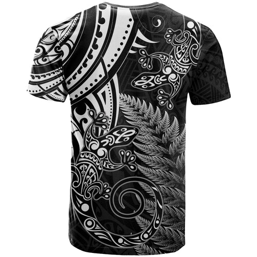 New Zealand Lizard T Shirt Silver Fern Aotearoa Maori