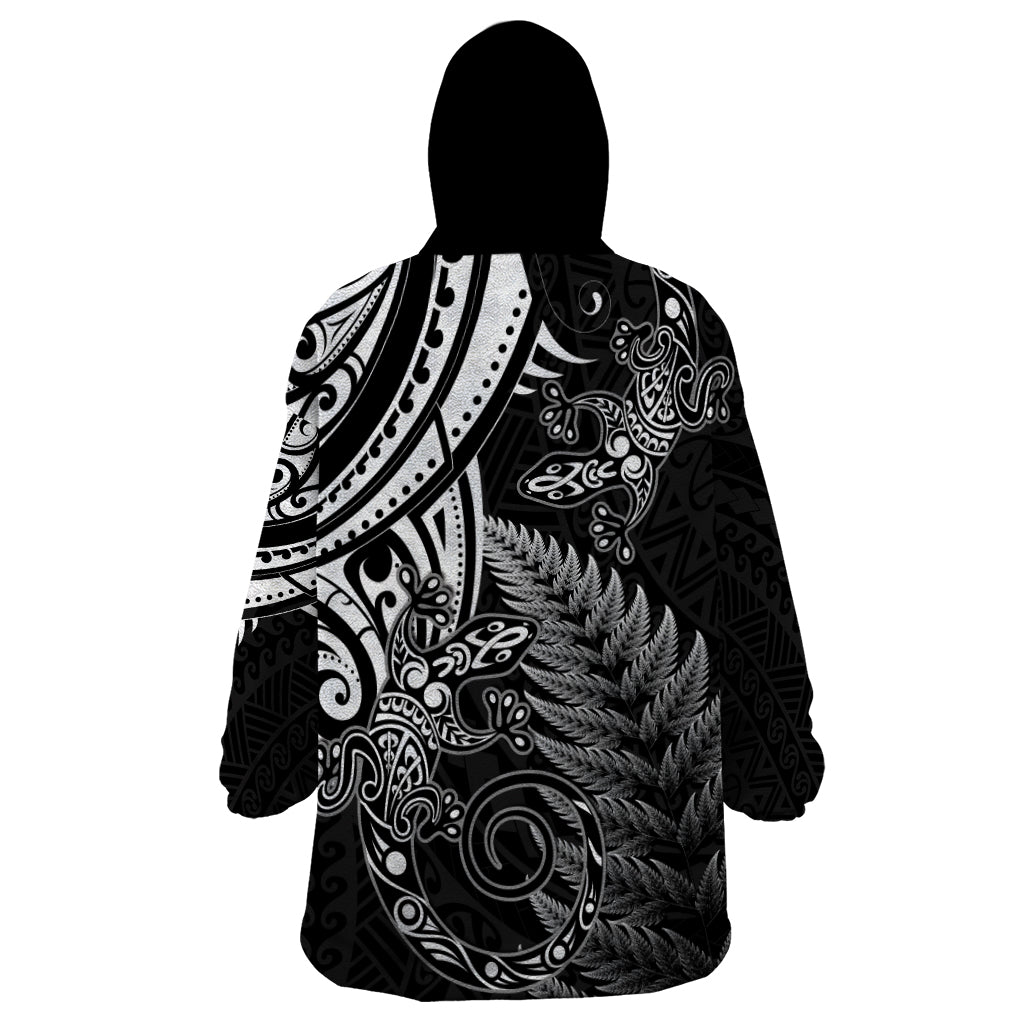 New Zealand Lizard Wearable Blanket Hoodie Silver Fern Aotearoa Maori
