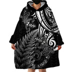New Zealand Lizard Wearable Blanket Hoodie Silver Fern Aotearoa Maori
