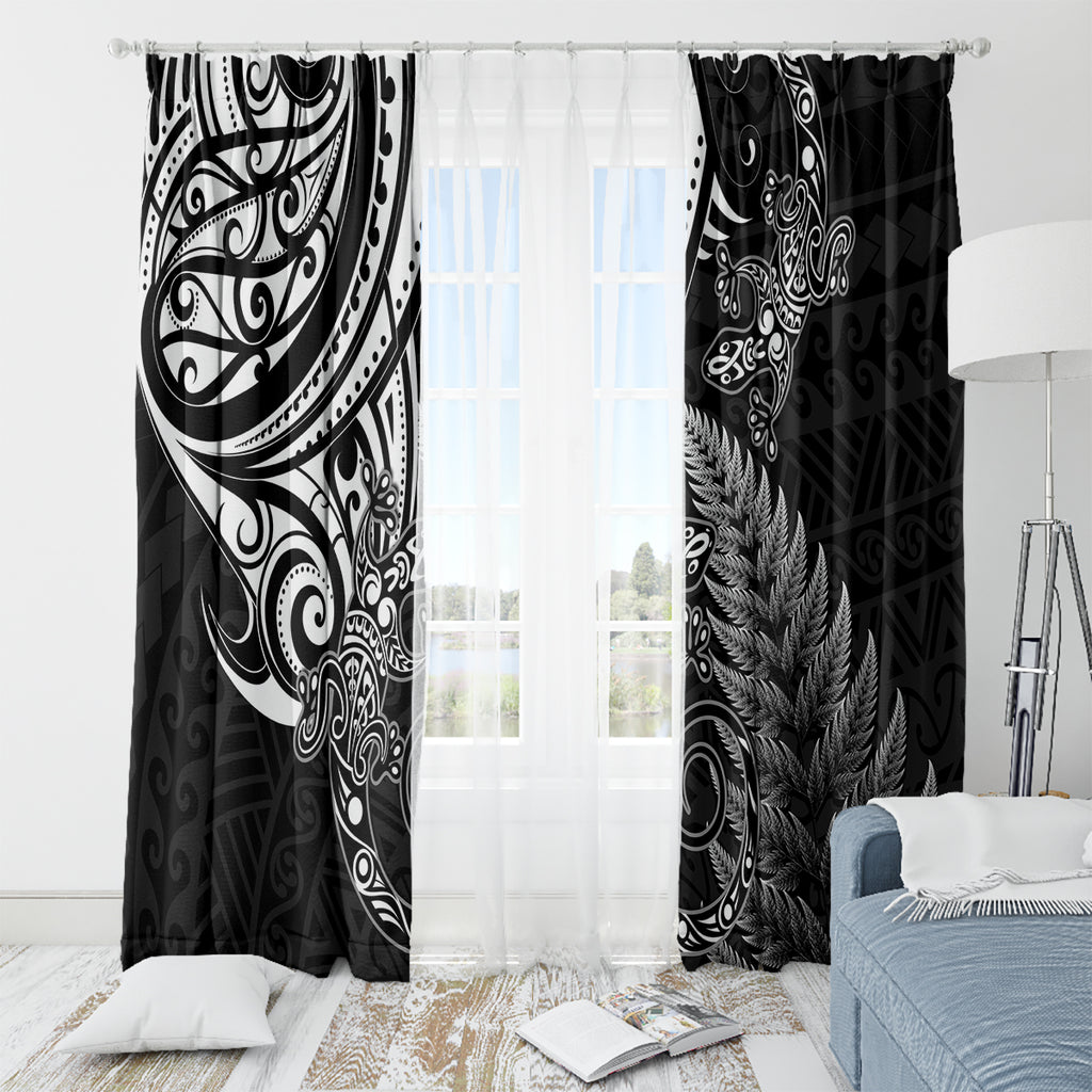 New Zealand Lizard Window Curtain Silver Fern Aotearoa Maori