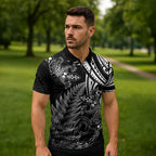 New Zealand Lizard Zipper Polo Shirt Silver Fern Aotearoa Maori - Aussie Hoodie