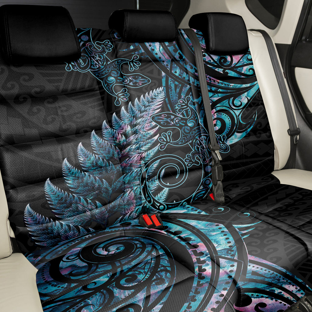 New Zealand Lizard Back Car Seat Cover Silver Fern Aotearoa Maori With Paua Shell