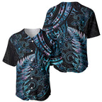 New Zealand Lizard Baseball Jersey Silver Fern Aotearoa Maori With Paua Shell