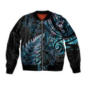 New Zealand Lizard Bomber Jacket Silver Fern Aotearoa Maori With Paua Shell