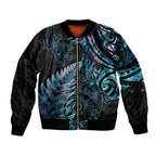 New Zealand Lizard Bomber Jacket Silver Fern Aotearoa Maori With Paua Shell