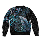 New Zealand Lizard Bomber Jacket Silver Fern Aotearoa Maori With Paua Shell