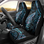 New Zealand Lizard Car Seat Cover Silver Fern Aotearoa Maori With Paua Shell