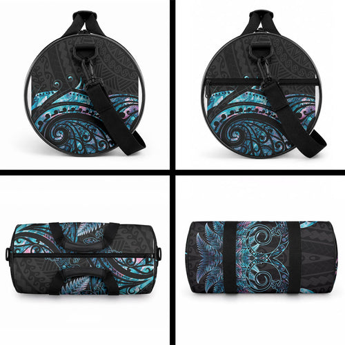 New Zealand Lizard Duffle Bag Silver Fern Aotearoa Maori With Paua Shell