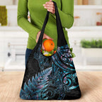 New Zealand Lizard Grocery Bag Silver Fern Aotearoa Maori With Paua Shell