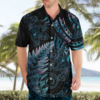 New Zealand Lizard Hawaiian Shirt Silver Fern Aotearoa Maori With Paua Shell