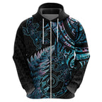 New Zealand Lizard Hoodie Silver Fern Aotearoa Maori With Paua Shell
