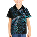 New Zealand Lizard Kid Hawaiian Shirt Silver Fern Aotearoa Maori With Paua Shell