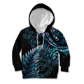 New Zealand Lizard Kid Hoodie Silver Fern Aotearoa Maori With Paua Shell