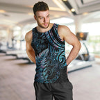 New Zealand Lizard Men Tank Top Silver Fern Aotearoa Maori With Paua Shell