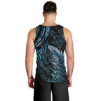 New Zealand Lizard Men Tank Top Silver Fern Aotearoa Maori With Paua Shell