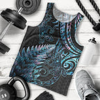 New Zealand Lizard Men Tank Top Silver Fern Aotearoa Maori With Paua Shell