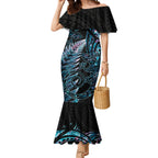 New Zealand Lizard Mermaid Dress Silver Fern Aotearoa Maori With Paua Shell