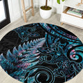 New Zealand Lizard Round Carpet Silver Fern Aotearoa Maori With Paua Shell