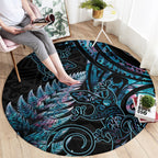 New Zealand Lizard Round Carpet Silver Fern Aotearoa Maori With Paua Shell