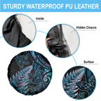 New Zealand Lizard Spare Tire Cover Silver Fern Aotearoa Maori With Paua Shell
