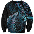 New Zealand Lizard Sweatshirt Silver Fern Aotearoa Maori With Paua Shell