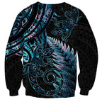 New Zealand Lizard Sweatshirt Silver Fern Aotearoa Maori With Paua Shell