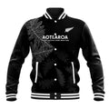 Custom New Zealand Haka Rugby Baseball Jacket 2024 Pacific Go Black Silver Fern