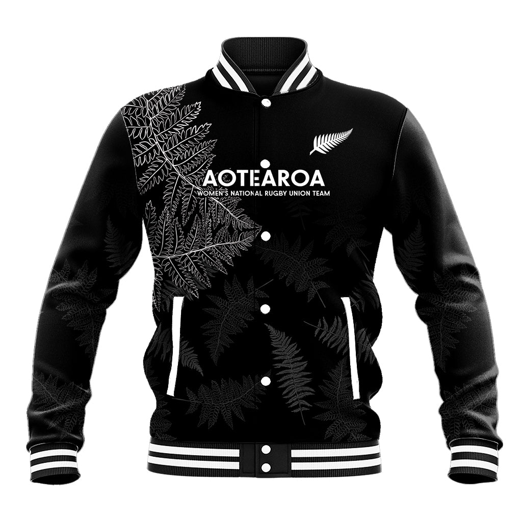 Custom New Zealand Haka Rugby Baseball Jacket 2024 Pacific Go Black Silver Fern