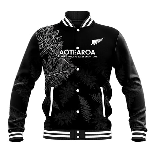 Custom New Zealand Haka Rugby Baseball Jacket 2024 Pacific Go Black Silver Fern