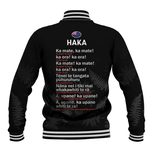 Custom New Zealand Haka Rugby Baseball Jacket 2024 Pacific Go Black Silver Fern