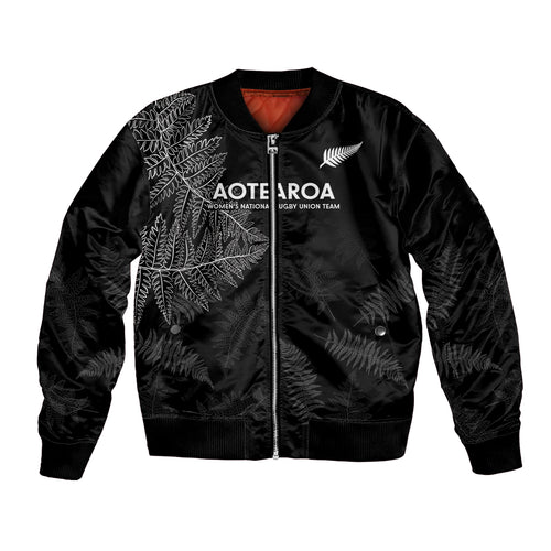 Custom New Zealand Haka Rugby Bomber Jacket 2024 Pacific Go Black Silver Fern