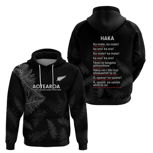 Custom New Zealand Haka Rugby Hoodie 2024 Pacific Go Black Silver Fern