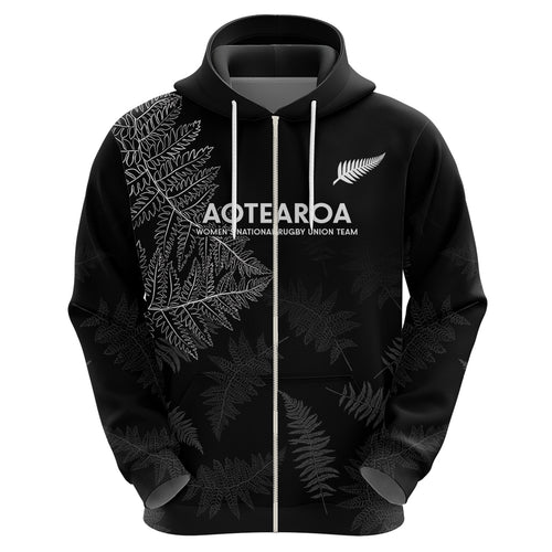 Custom New Zealand Haka Rugby Hoodie 2024 Pacific Go Black Silver Fern