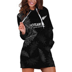 Custom New Zealand Haka Rugby Hoodie Dress 2024 Pacific Go Black Silver Fern