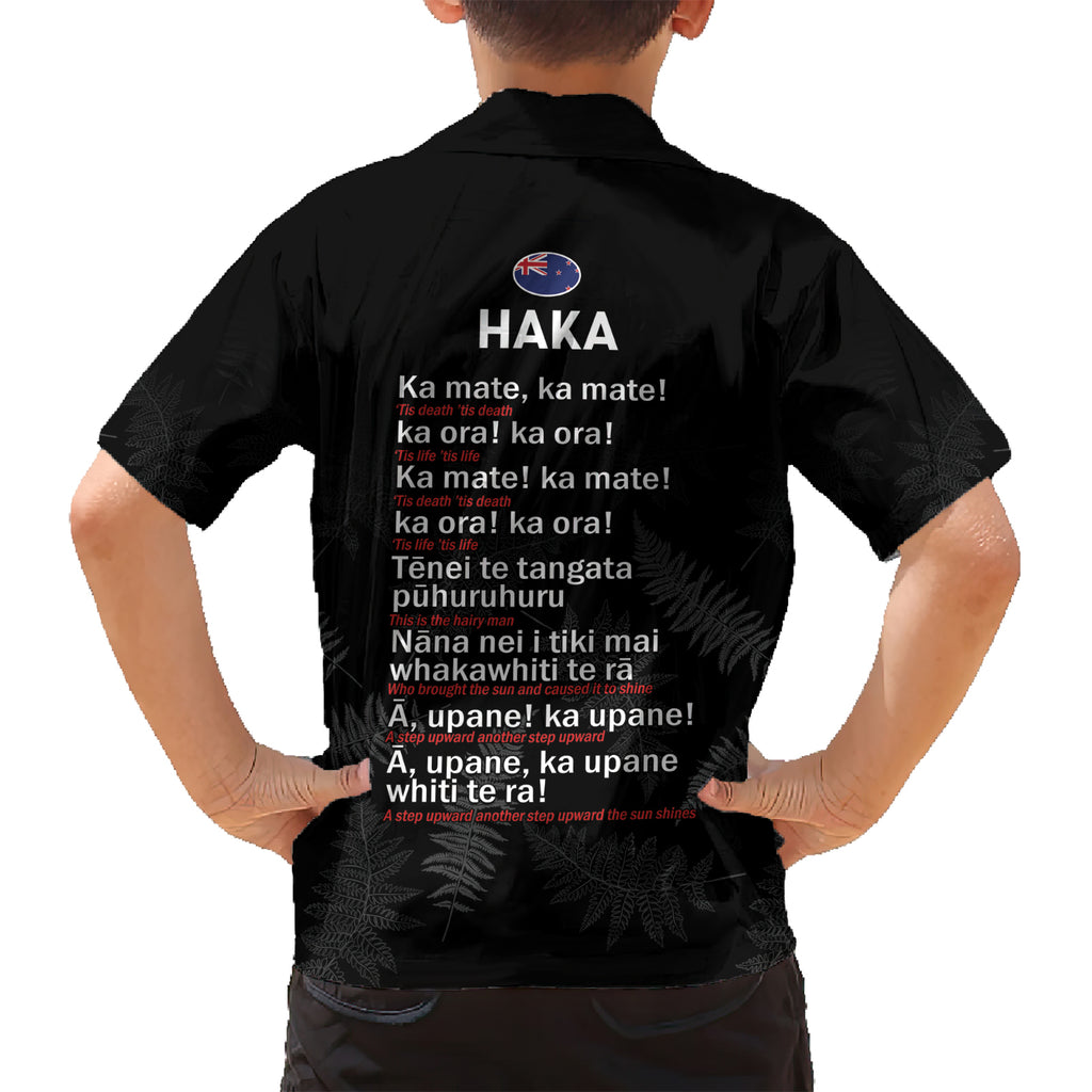 Custom New Zealand Haka Rugby Kid Hawaiian Shirt 2024 Pacific Go Black Silver Fern