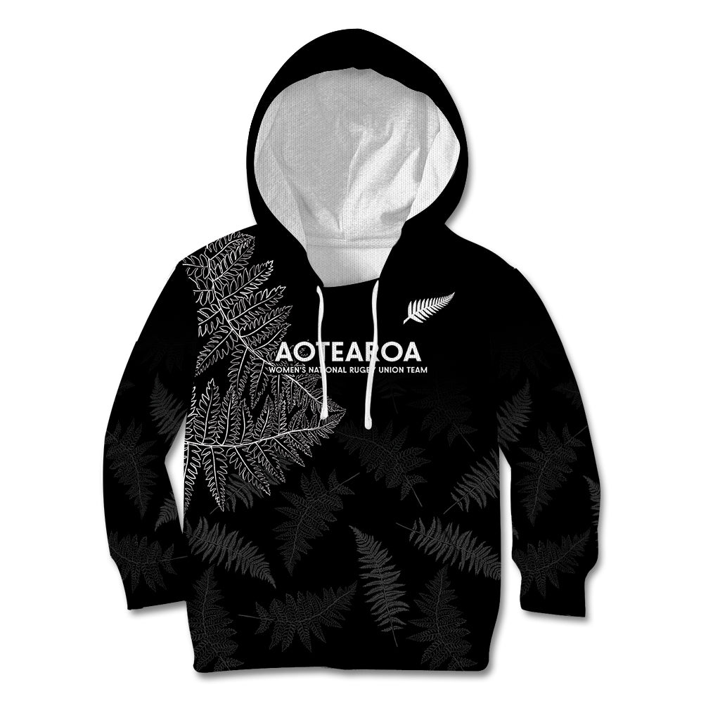 Custom New Zealand Haka Rugby Kid Hoodie 2024 Pacific Go Black Silver Fern