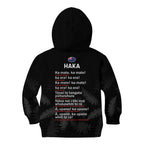Custom New Zealand Haka Rugby Kid Hoodie 2024 Pacific Go Black Silver Fern