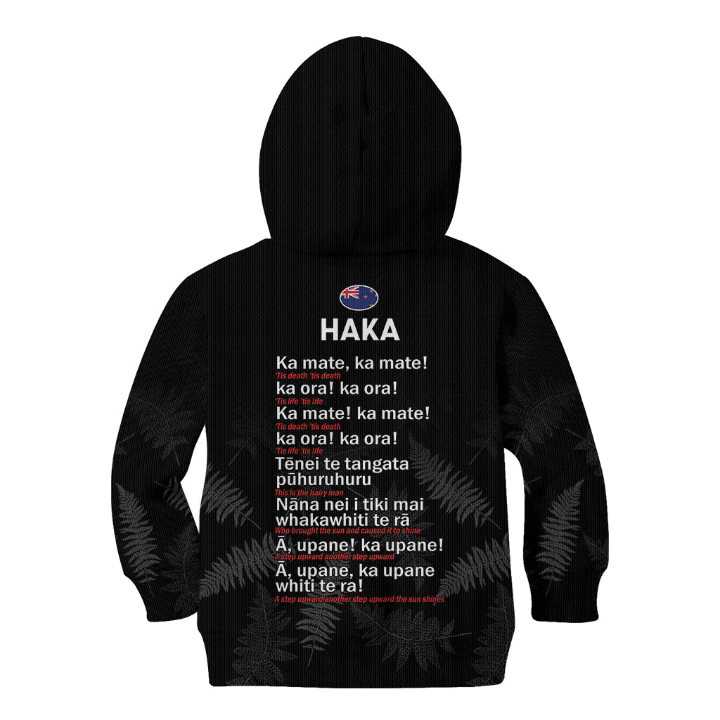 Custom New Zealand Haka Rugby Kid Hoodie 2024 Pacific Go Black Silver Fern