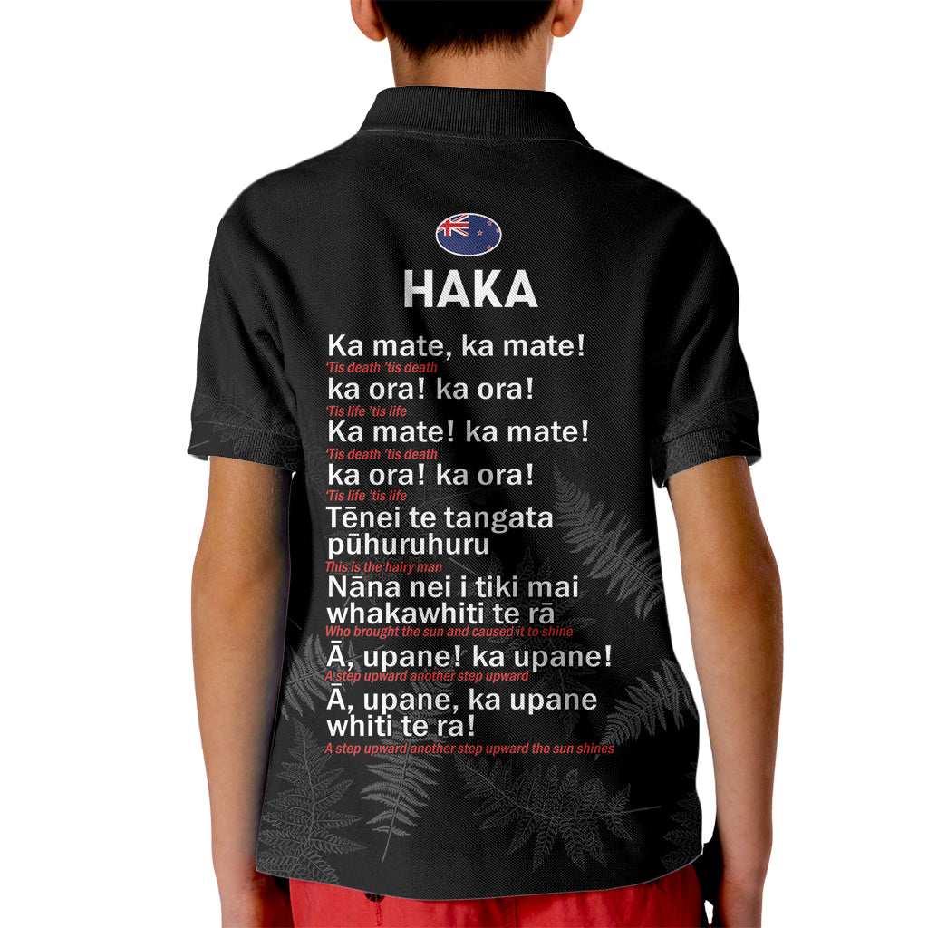 Custom New Zealand Haka Rugby Kid Polo Shirt 2024 Pacific Go Black Silver Fern